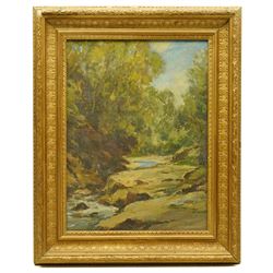 Owen Bowen (Staithes Group 1873-1967): Howsteane Gorge - Upper Nidderdale North Yorkshire, oil on board signed 39cm x 29cm