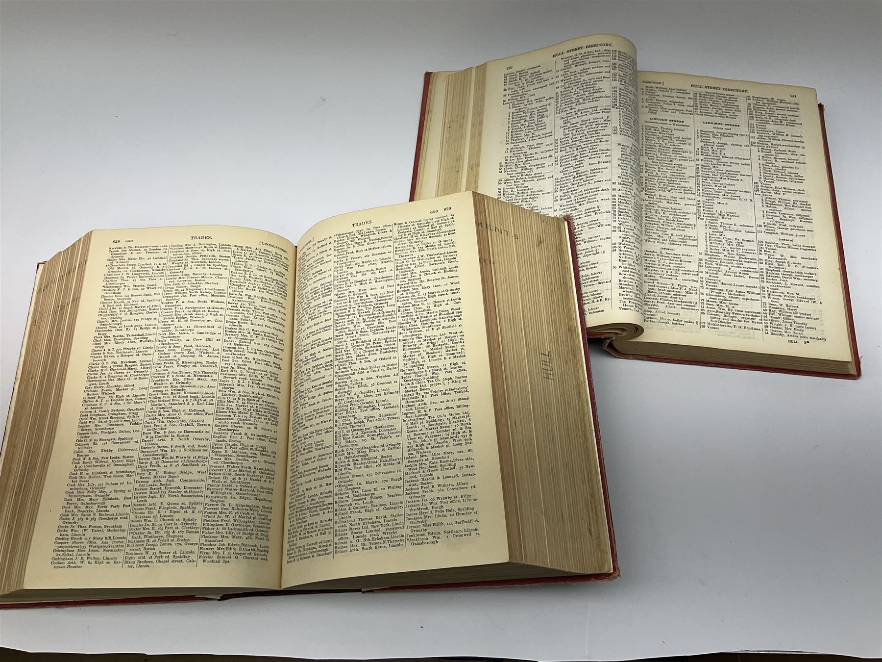 Cook's Hull and District Directory. 1901. Forth edition. re-backed using original boards and spine; Kelly's Directory of Lincolnshire and Hull. 1937. Re-backed using original boards and spine; and Ted Dodsworth's Hull and East Riding Early Days on the Road.1987. (3)