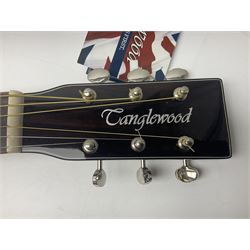Tanglewood Folk/OM cedar and java wood acoustic guitar, the three-piece back with mango spalted wood insert; serial no.180914094 L101cm