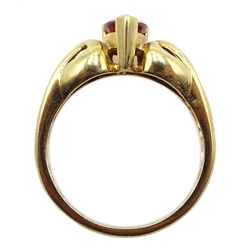  9ct gold pear shaped garnet ring, with garnet shoulders, hallmarked  