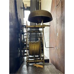 John Bancroft of Scarborough - a fine late George III 8-day mahogany longcase clock, with an elaborate pagoda pediment, brass ball and eagle finials and oval conch shell inlay, break arch hood door flanked by reeded pilasters with brass Corinthian capitals, trunk with inlaid canted corners and a break arch trunk door with 