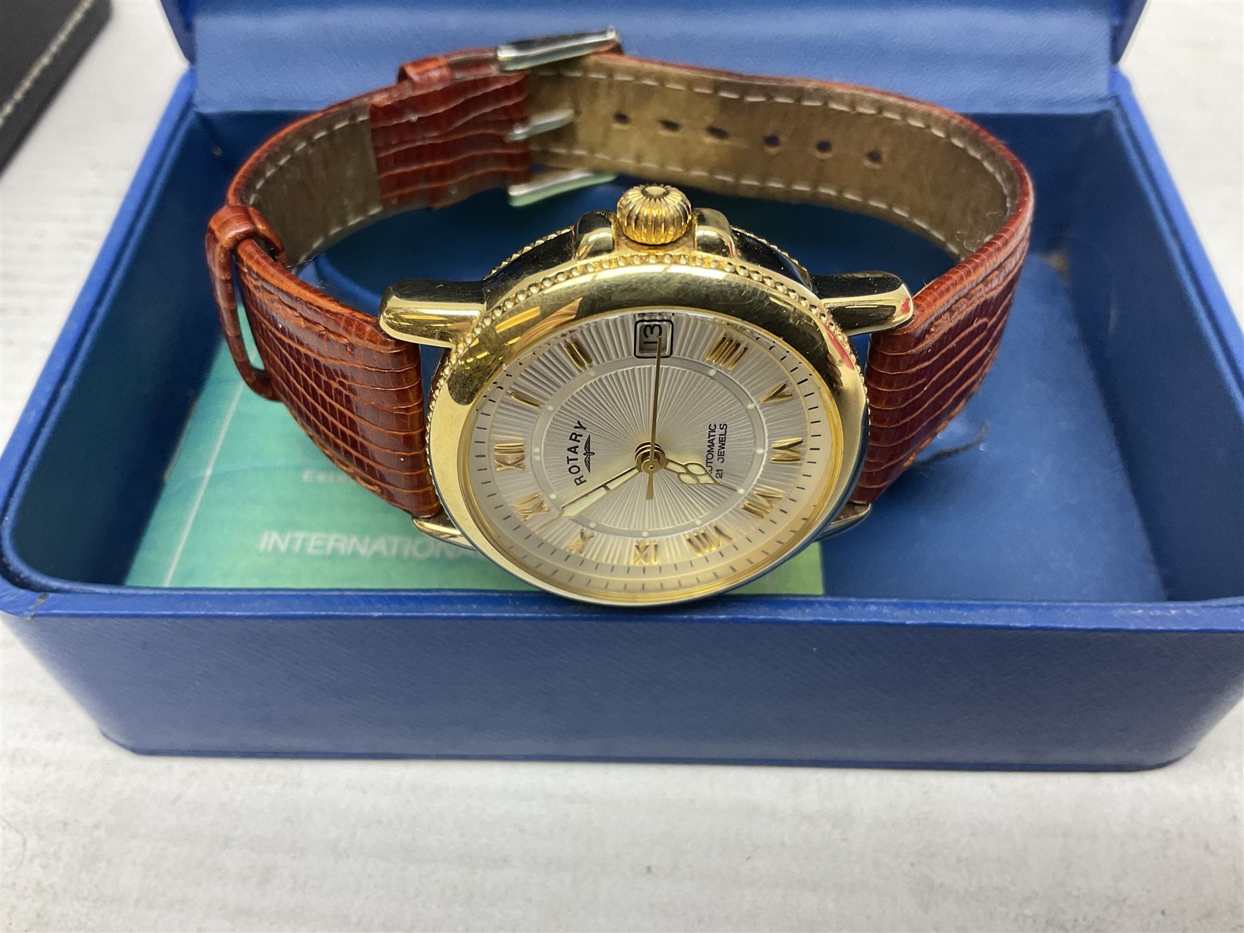 Four automatic wristwatches including Lucien Piccard moonphase, Rotary moonphase, Ingersoll limited edition Ref. IN4502 and one other Rotary 21 jewels movement, all boxed