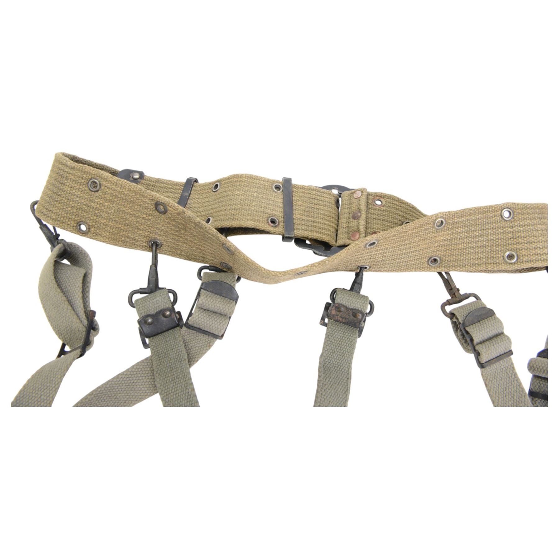 Indochine period French webbed belt and Y strap 
