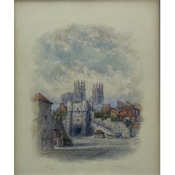 George Fall (British 1845-1925): 'Bootham Bar and Minster York', watercolour signed and titled 31cm x 24cm