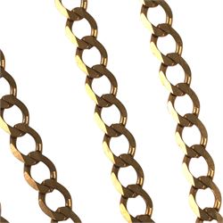9ct gold flattened curb link chain necklace, stamped