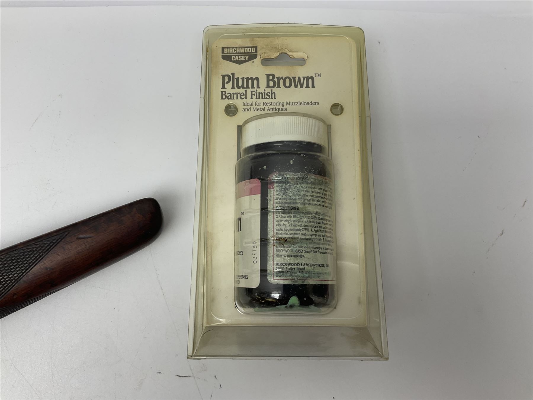 Assorted rifle and pistol spares; early Gem air rifle with sawn off barrel (piece present); telescopic sight; canvas/leather ammunition pouch; Mauser stock; barrel browning solution etc