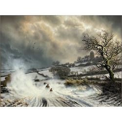 Daniel Van der Putten (Dutch 1949-): 'Windmill Road Hellidon Northamptonshire', oil on panel signed, titled verso 27cm x 34cm