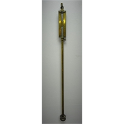  20th century brass cylindrical stick barometer, H91cm  