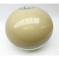  Guzzini style vintage mushroom shaped ceiling light shade, with chromium plated mounts, H33cm approx  