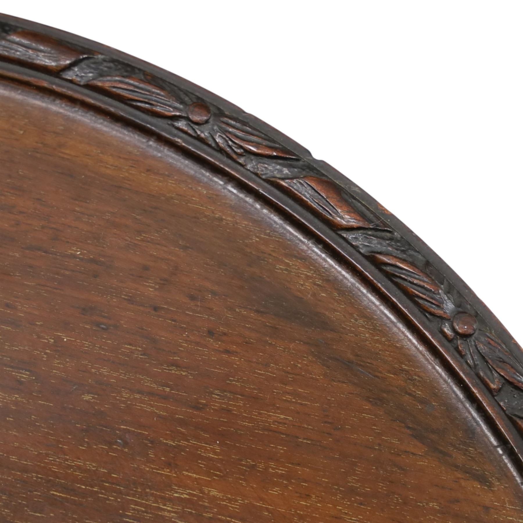 Georgian design mahogany wine table with moulded dish top and fluted pedestal