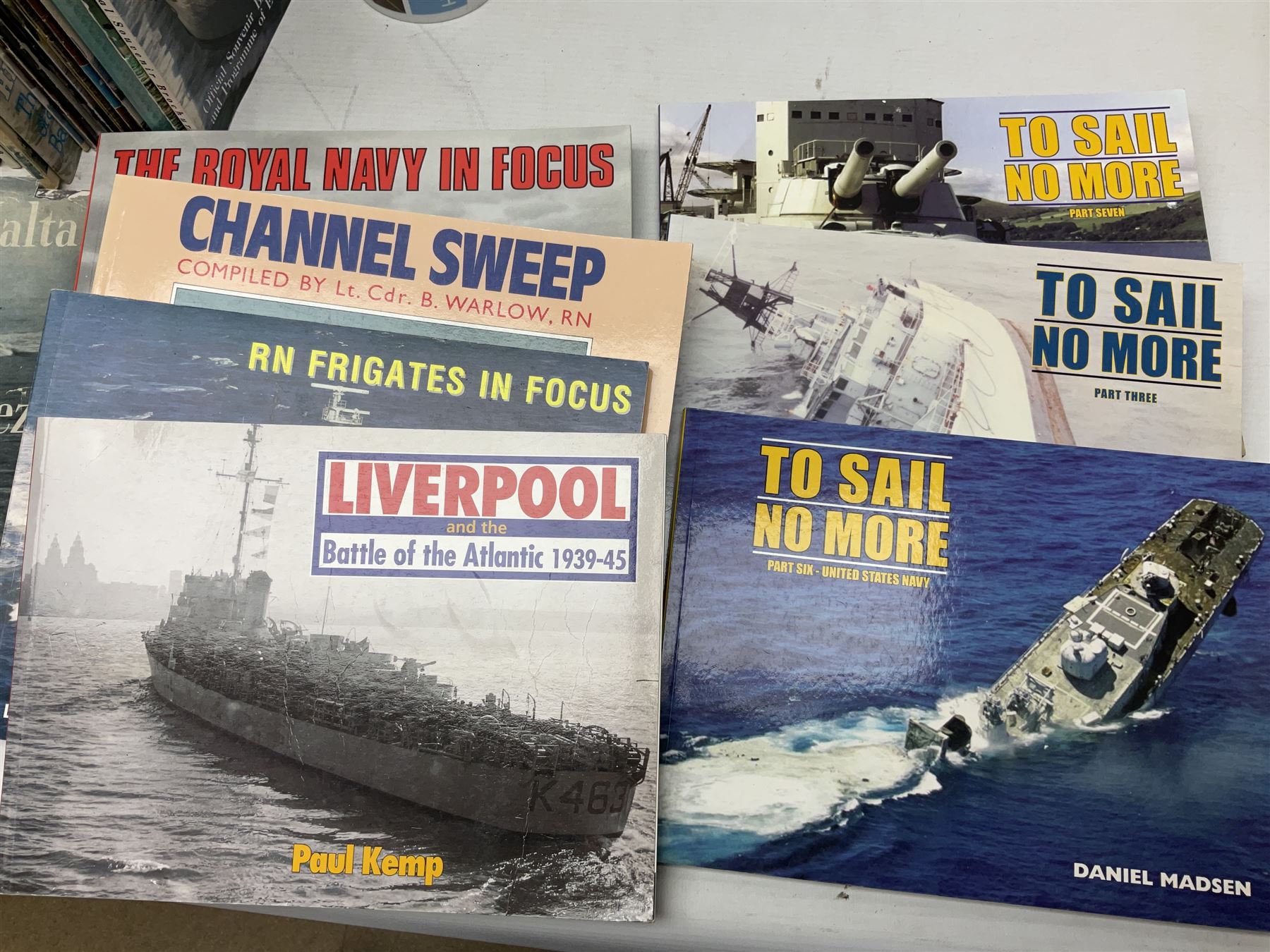 Six Atlas Editions ring binders of Warships Maxi Cards; and large quantity of booklets, cigarette cards etc of naval and shipping interest
