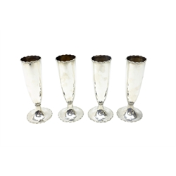  Edwardian set of four silver posy vases by Asprey, Chester 1906, H14cm, weighted bases  