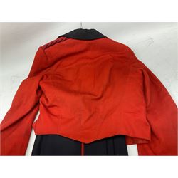 Royal Military College Sandhurst parade uniform with peaked cap and two-piece mess dress, all bearing historic manuscript labels for J.E.A. Baldwin, possibly Air Marshal Sir John Eustace Arthur Baldwin (1892-1975) who served in the British Army 1910-18 & 1944-58 and in the RAF 1918-44.