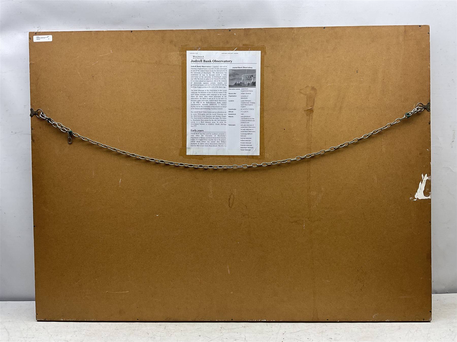 Harold Wharfe (British 20th Century): Jodrell Bank Observatory, cubist style watercolour and gouache signed 60cm x 90cm 