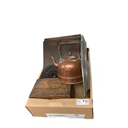 Wooden stationary box, the hinged sloping doors enclosing a fitted interior, together with...