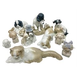 Ten Nao figures, to include three Cheeky Cherubs, Cat, Dog bride and groom etc