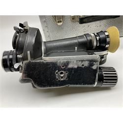 Arriflex 16SB camera body, serial no. 1784, with ' Carl Zeiss Distagon 1:2 f=8mm' lens, serial number 3860224, 'Carl Zeiss Jean Tessar 2/16' lens, serial no 3624355, camera pistol grip and other accessories, in fitted hard case