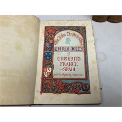 19th century and later leather bound books, to include Froissart, Sir John; Chronicles of England, France, Spain, Portugal, Scotland... two volumes London, 1812, Lyttleton, George: The History of England... two volumes London 1806, Clarke Adams; The Holy Bible, in six volumes, London 1836 and five other books 