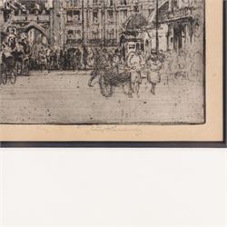 Luigi Kasimir (Austrian 1881-1962): Munich, etching signed in pencil 12.5cm x 19.5cm: Herbert Hampton (British 1862-1929): Westminster Abbey, etching signed in pencil 32cm x 23cm (2)