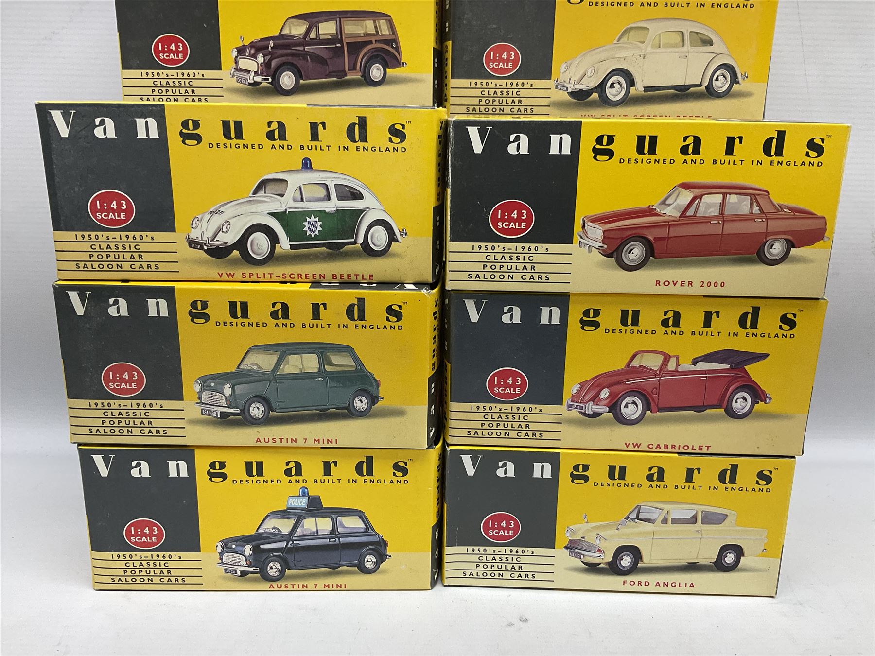 Twenty-five Lledo Vanguards 1:43 scale 1950s-1960s Classic Popular Saloon Cars die-cast models, all boxed (25)