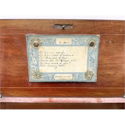 Swiss musical box by L.F, Geneva, (probably LeCoultre Freres) playing six airs, key wind to a 23. 5cm barrel with ninety-six tooth comb, stamped 