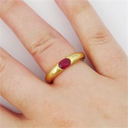  Cartier Ellipse 18ct gold single stone ruby ring, hallmarked, boxed