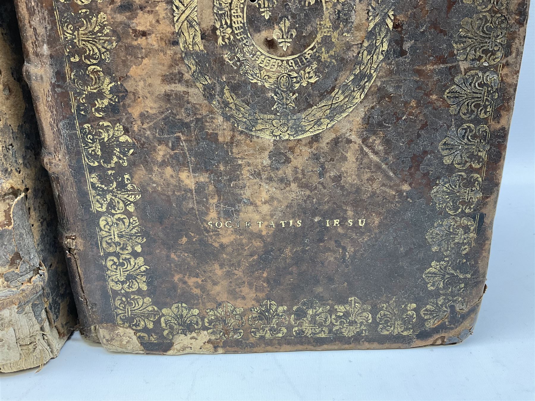 Three 17th century Lugduni (Lyon) printed books each with engraved title page in red and black comprising R.P. Corn Cornelii A Lapide .... Tomus Primus. 1690; R.P. Cornelii Cornelii A Lapide .... 1683; and Hortus Pastorum Sacrae Doctrinae Floribus Polymitus .... 1668. All folio with full calf bindings (3)
