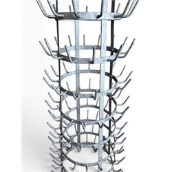 Galvanised metal bottle drying tree, pegs for 142 bottles