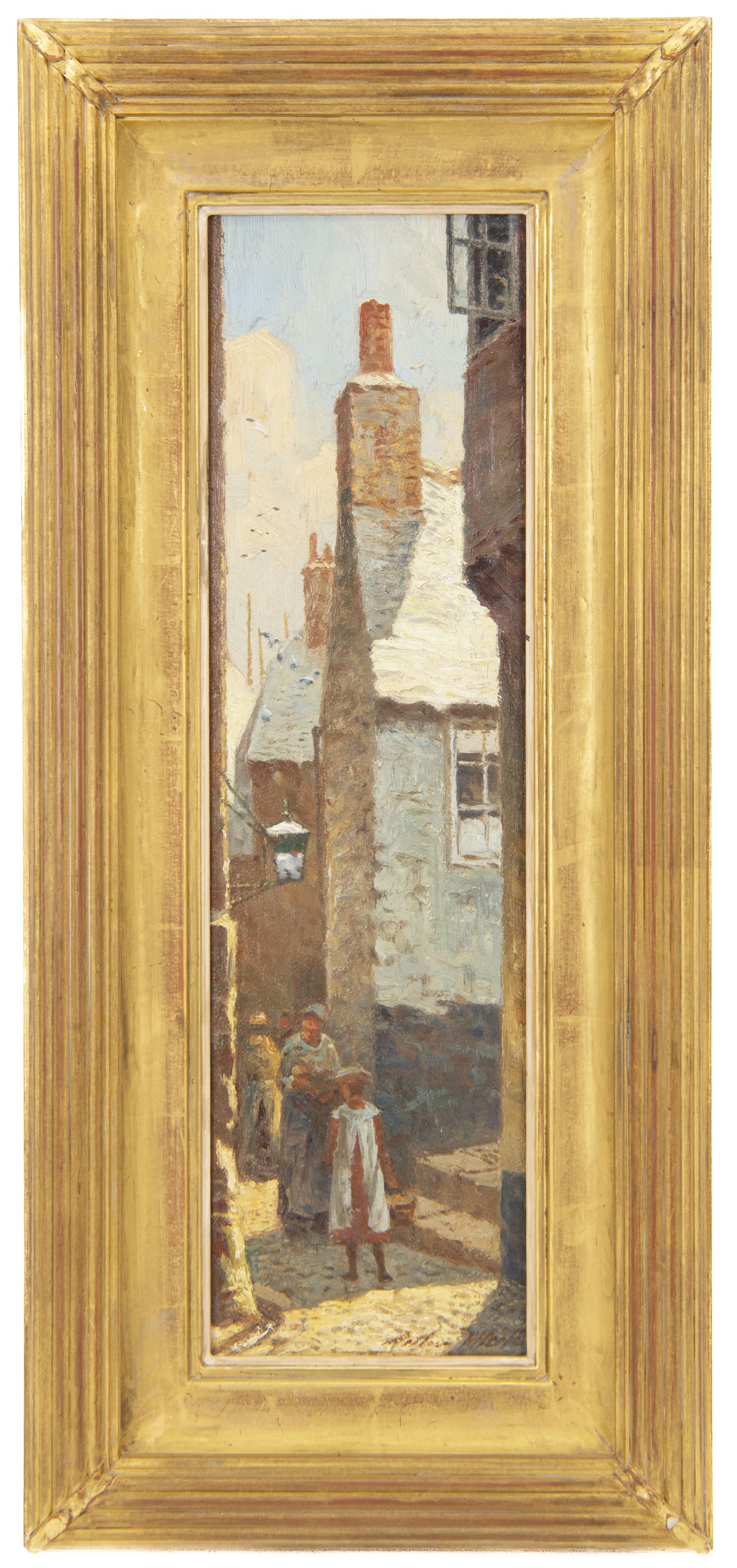 Arthur White (British 1865-1953): 'A Byeway St Ives', oil on board signed 45cm x 12cm 
Provenance: private collection purchased David Messum Winter Exh. 2000 No.19, labels verso 