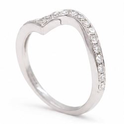 18ct white gold diamond abstract wishbone ring, channel set with twenty round brilliant cut diamonds, hallmarked
