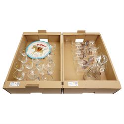 Collection of mixed glassware, including Pony and Babycham examples with Pony tray, etc