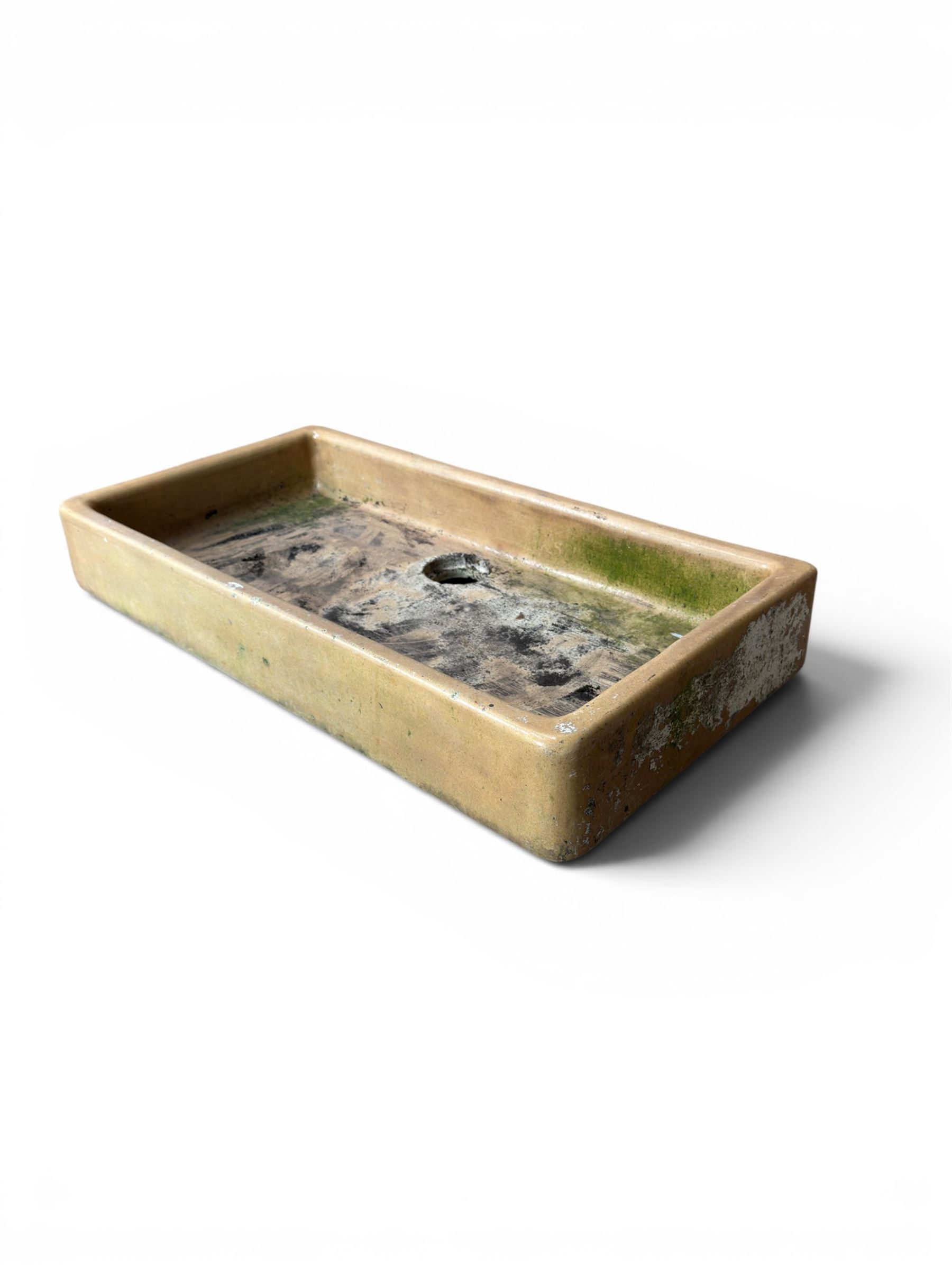 Victorian glazed terracotta shallow sink, rounded top and corners