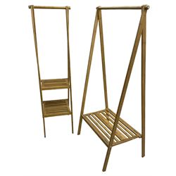 Futon Company - bamboo coat stand with lower tier (W84cm, H170cm); and a similar narrow stand with two tiers (W50cm, H170cm)