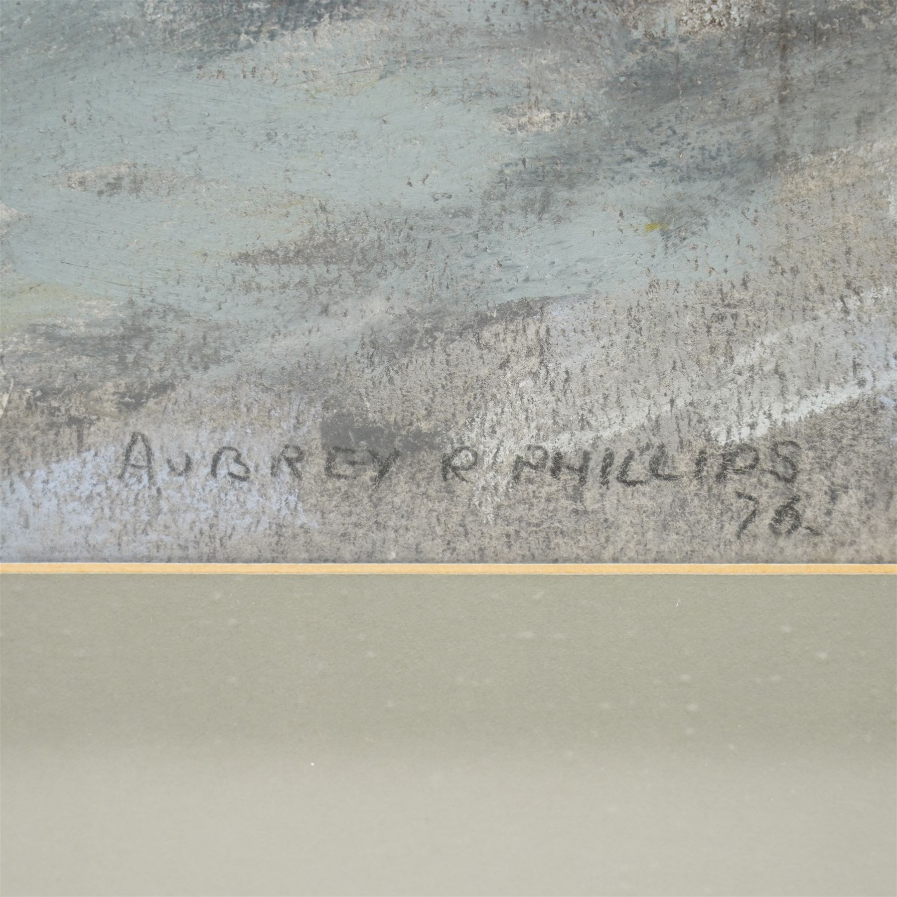 Aubrey R Phillips (Welsh 1920-2005): Walking the Dog on a Snowy Morning, pastel signed and dated '76, 51cm x 69cm