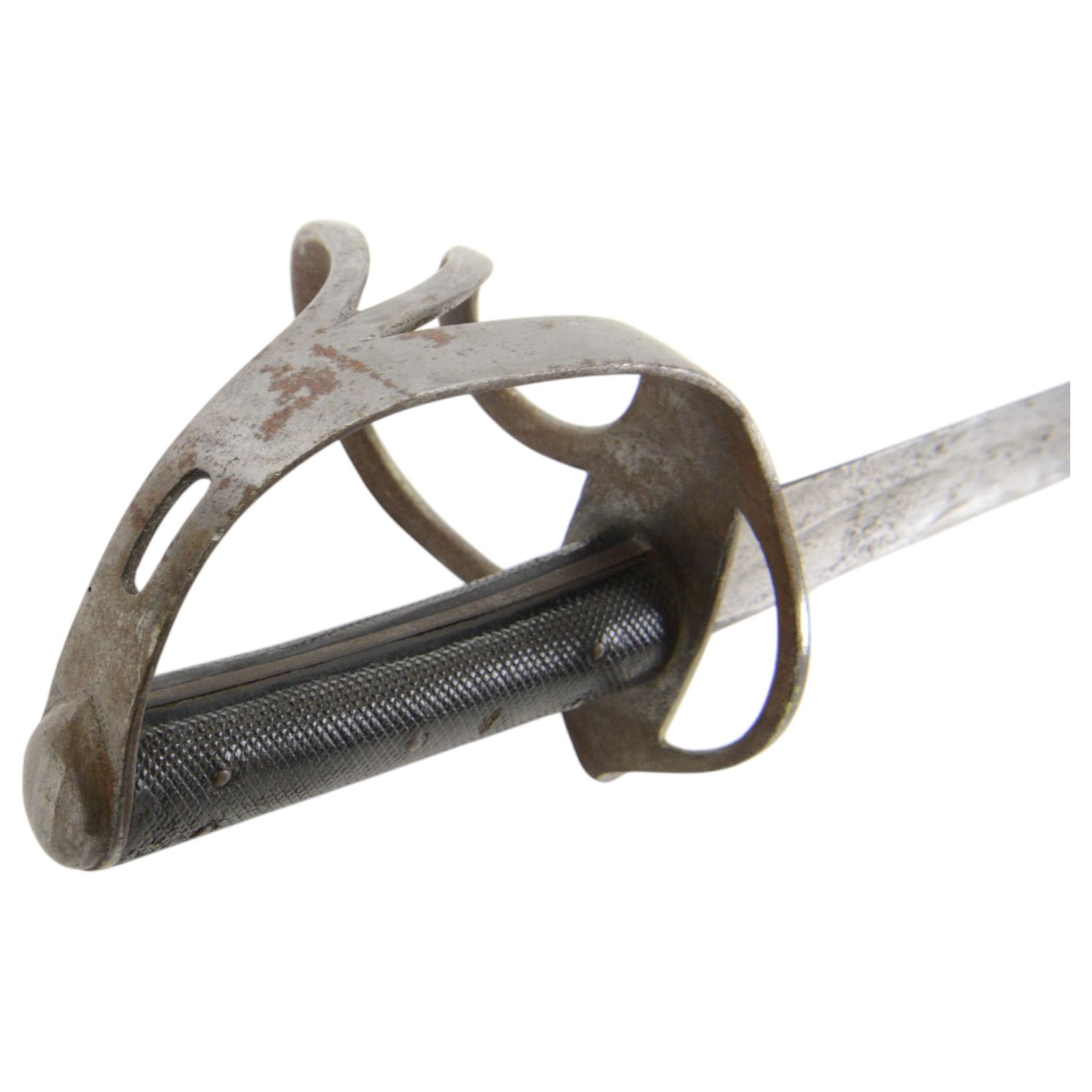 WWI Artillery Officer's sword, with 89cm steel single edge blade, chequered grip, overall L103cm 