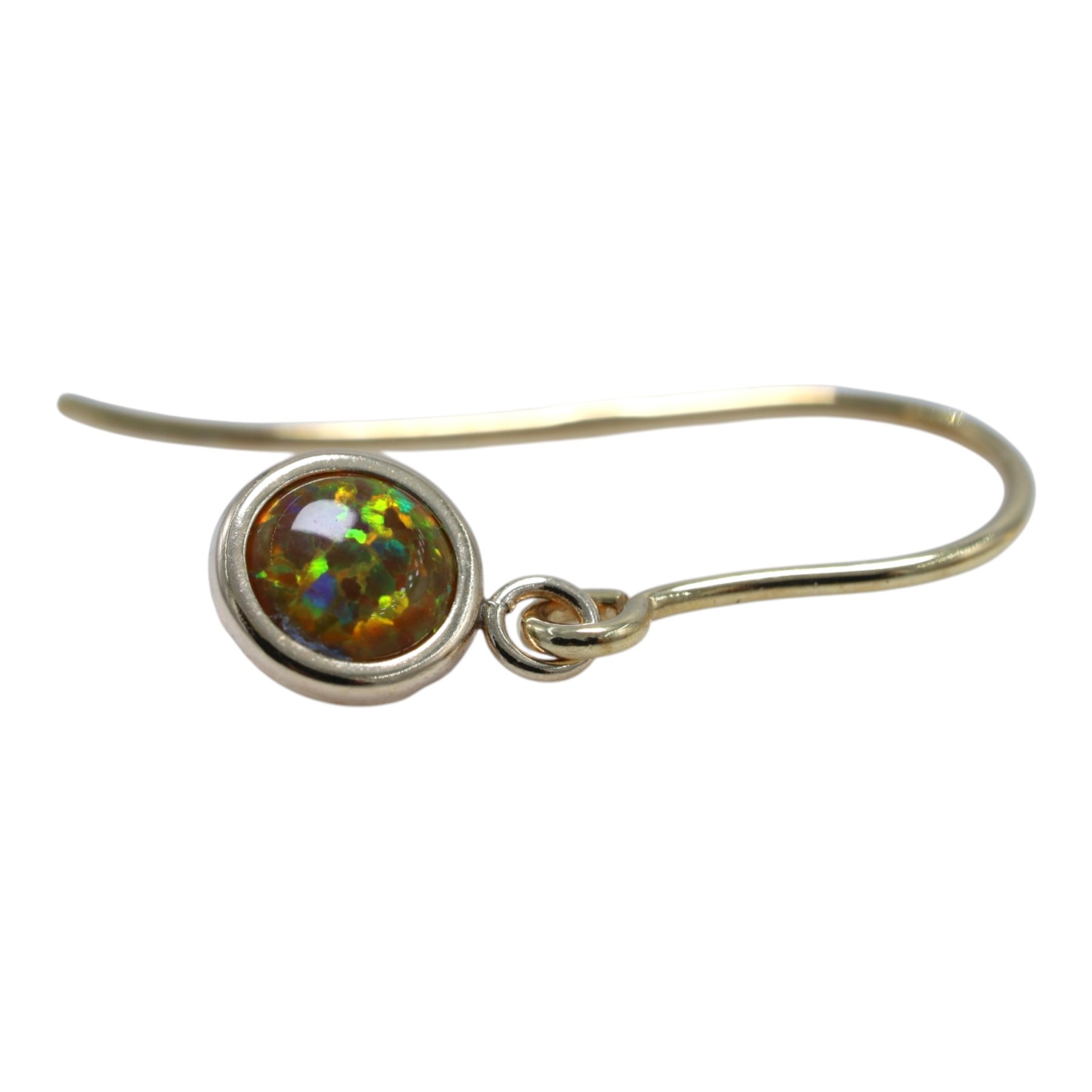 Pair of 9ct gold opal pendant earrings, boxed