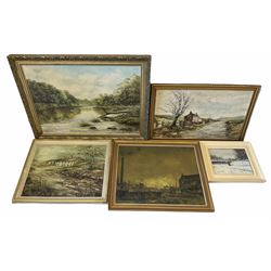 Five landscape oil paintings 