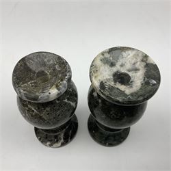 Pair of miniature marble vases, H10cm  