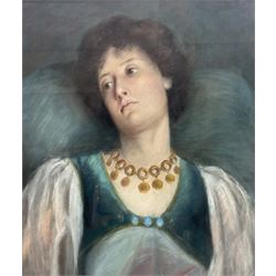 English School (19th/20th century): Half Length Portrait of a Young Woman, pastel unsigned 52cm x 44cm