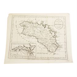 Lluffman (Early 19th century): 'Malta', 19th century engraved map with hand-colouring pub. 'Atlas of Europe' 1814, 28cm x 23cm; Thomas Kitchin (British 1719-1784): 'The Island of Minorca', 18th century engraved map with inset of 'The Harbour of Mahon and St Philips Castle', pub. 1781, 21cm x 26cm (2) (unframed)