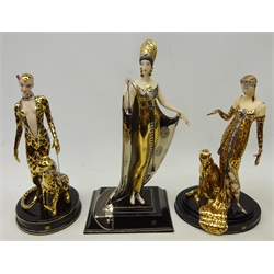  Three limited edition Franklin Mint 'House of Erte' porcelain figures 'Ocelot', 'Leopard' and 'Isis', all with certificates, H27.5cm (3)   