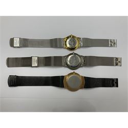 Five Skagen wristwatches, to include 233XLTTM, 809XLTRB, 233LGS, 233XLLTN and 433LGL1, four on Skagen stainless steel mesh straps, one on a Skagen leather strap, 