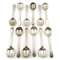  Set of twelve silver soup spoons by C W Fletcher & Son Ltd, Sheffied 1921, 28oz  