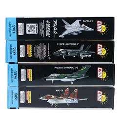 Four Cobi Bricks 1:48 scale Armed Forces model aircraft sets, comprising no. 5894 Panavia Tornado IDS, no. 5901 Rafale C, no. 5829 F-35 B Lightning II and no. 5851 MIG-29 East Germany, all in sealed boxes