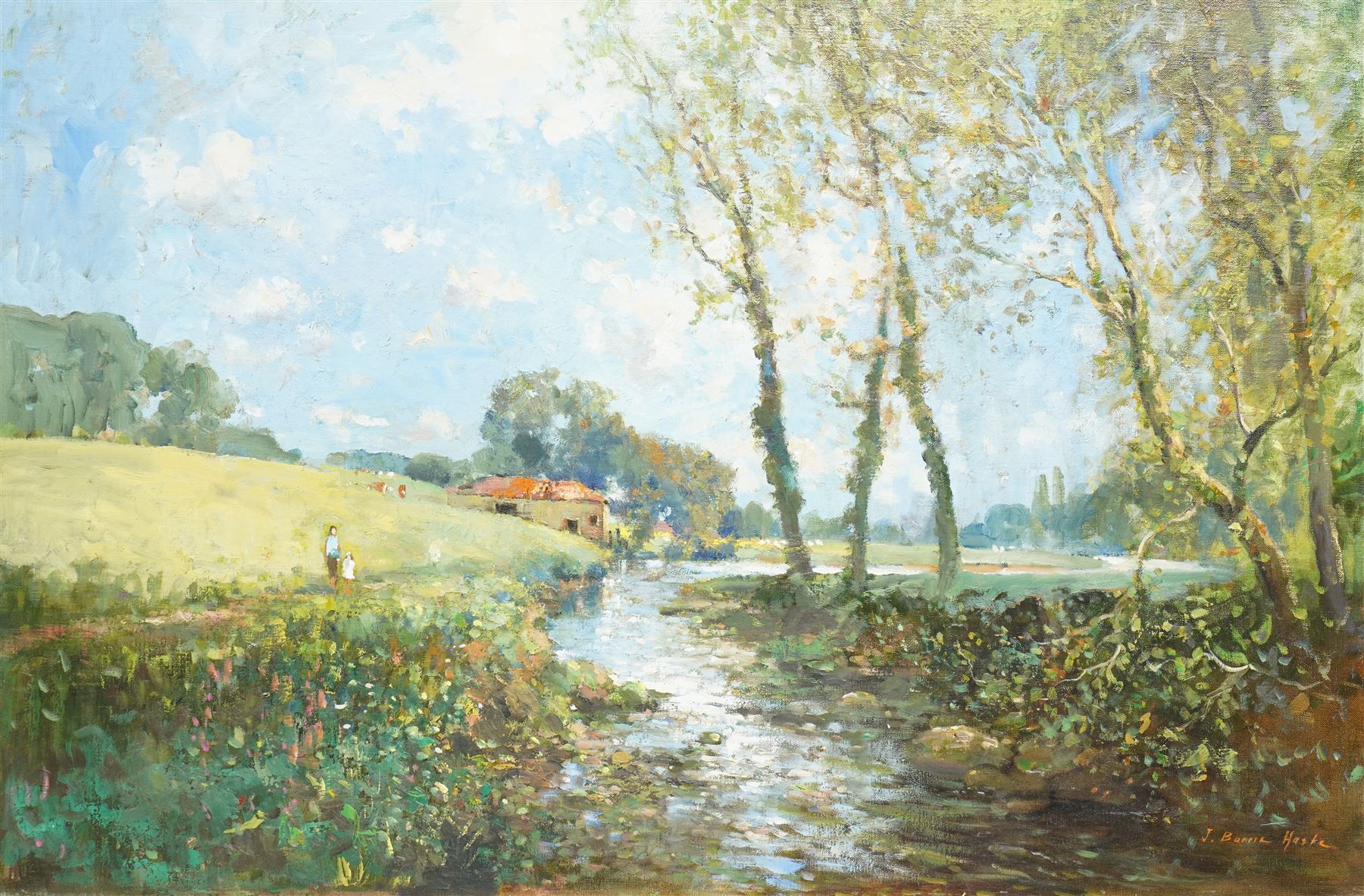 John Barrie Haste (British 1931-2011): Summer in the Country Gardens, oil on canvas signed 50cm x 75cm