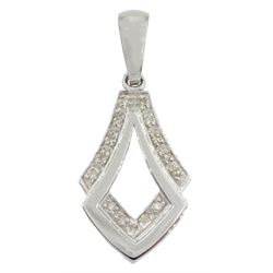 9ct white gold diamond openwork pendant, stamped 375