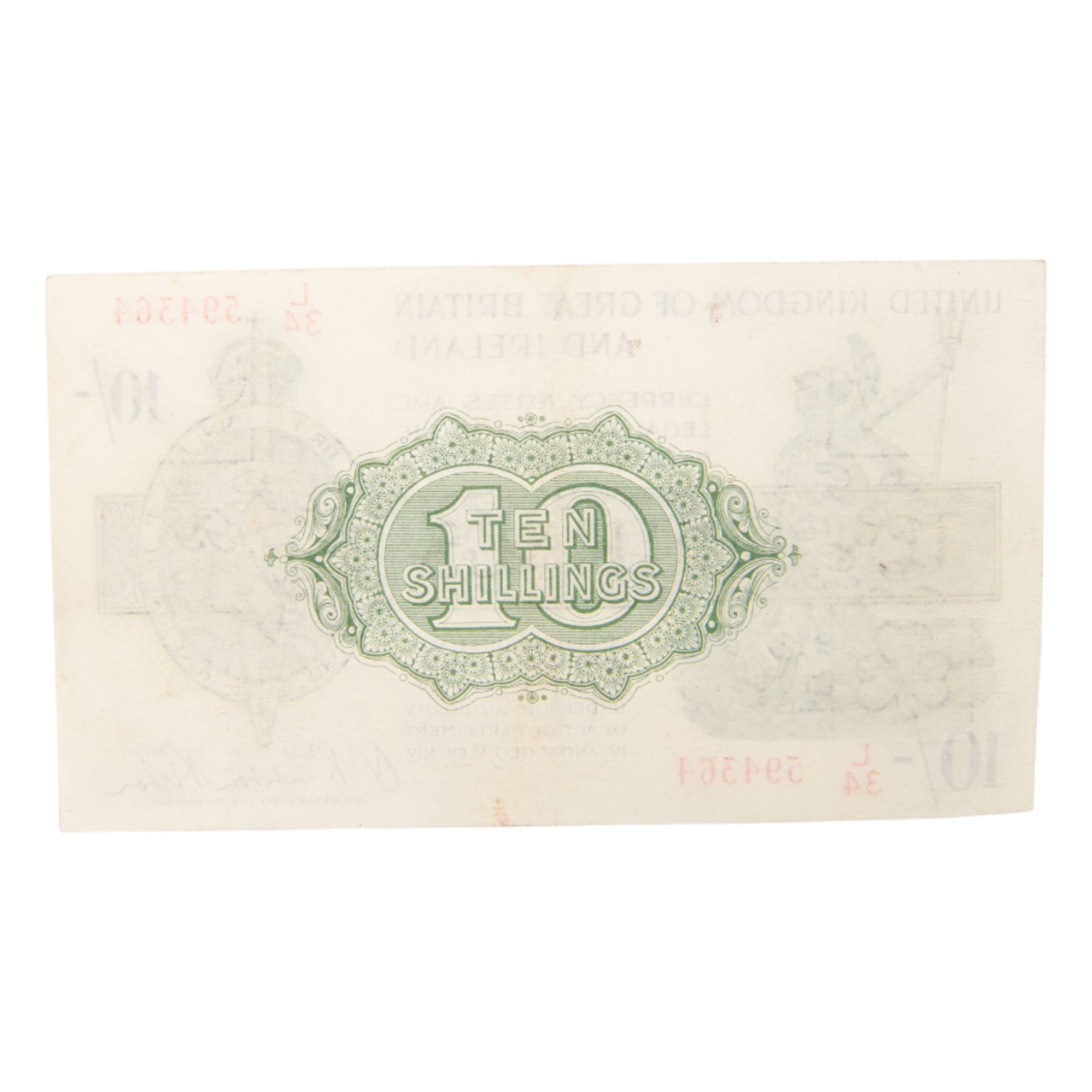 King George V Treasury series Warren Fisher ten shillings note, 6 November 1922