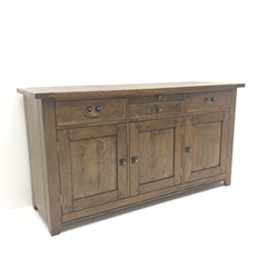  Barker & Stonehouse Frontier Range mango wood sideboard, single slide, three drawers above three cupboards, stile supports, W162cm, H85cm, D50cm  