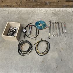 Large collection of truck tools and air hoses 