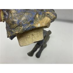 Studio pottery novelty jar and cover modelled as a hare raised upon its back legs, by Chris Attlesey, H38cm 